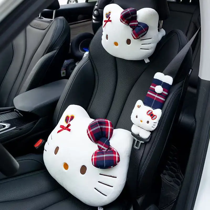 Sanrio New Hello Kitty Car Cushion, Shoulder Protection, Seat Belt Buckle filling, Plush Toy doll, cartoon Anime, Fun doll
