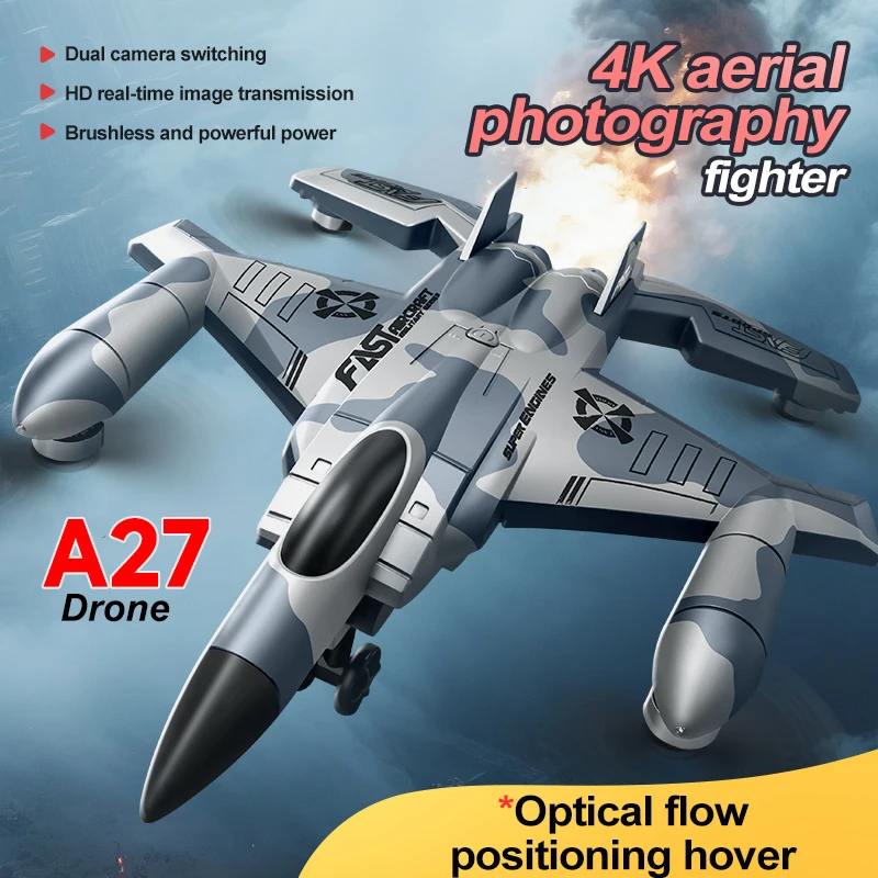 

New A27 Drone Profesional SU-35 Plane With 4K HD Camera Brushless Remote Control Quadcopter Optical Flow RC Fighter Drones Toys