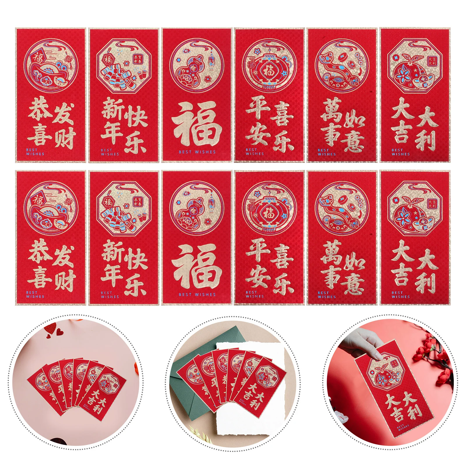 36 Pcs New Year Blessings Red Packet Chinese Envelop Packets Happy Props Envelopes for Cash Hongbao Coin of Snake Pockets