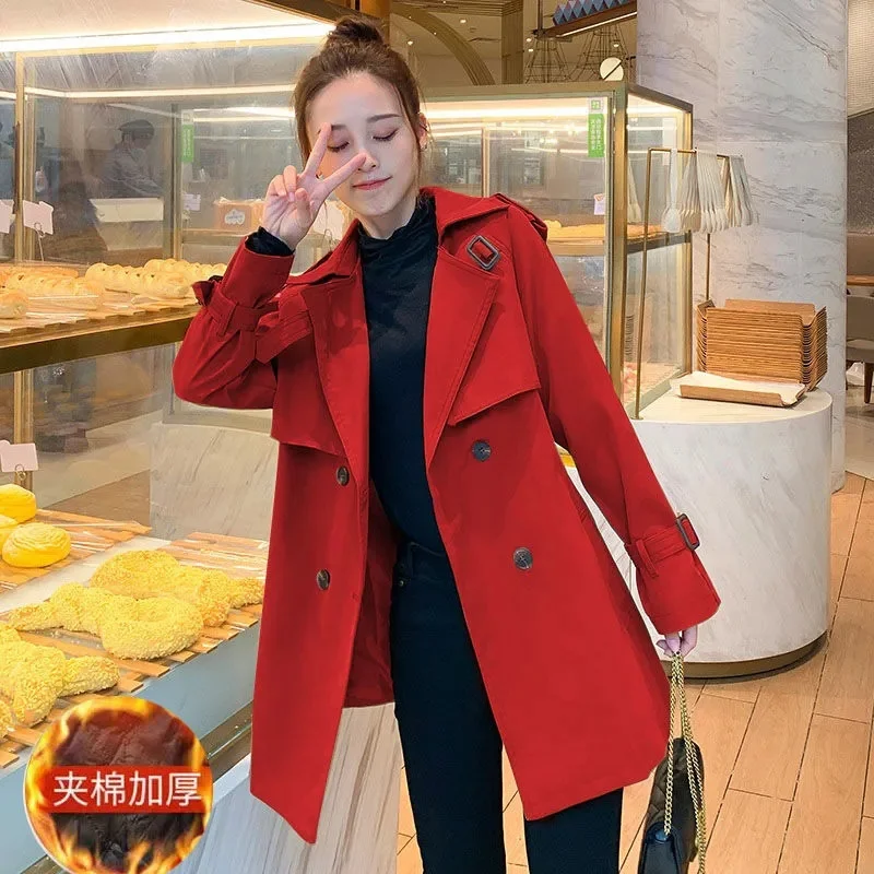 

Fashion Windbreaker Coat Women 2025Spring Autumn Winter New High-Quality Jacket British Style Long Outwear Loose Female Overwear