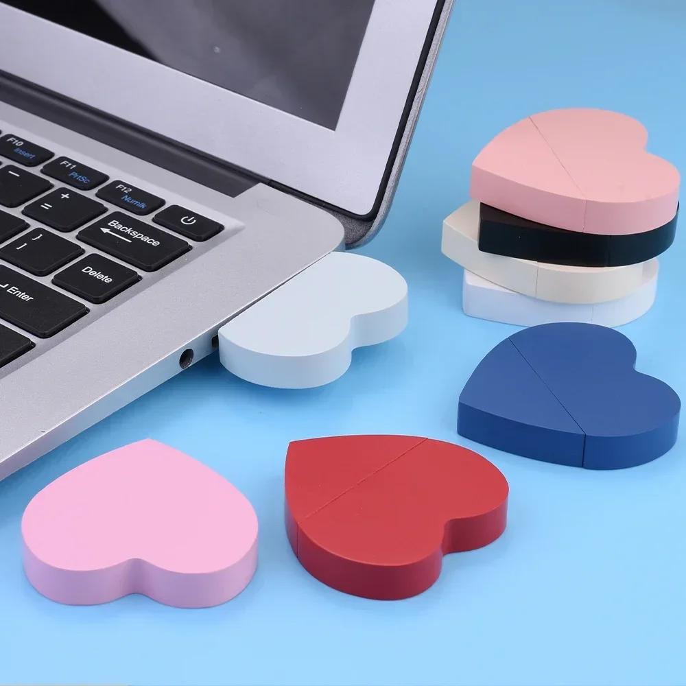 محرك فلاش USB على شكل قلب وردي 128 جيجابايت شعار مخصص مجاني ذاكرة عصا 64 جيجابايت محرك خشبي جميل 32 جيجابايت 100% سعة حقيقية قرص U 16 جيجا بايت