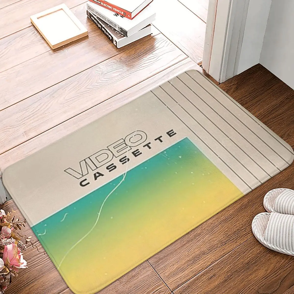 VHS Rainbow Gradient Video Casette Lo-Fi Stereo Cover Non-slip Doormat Floor Mat Carpet Rug for Kitchen Entrance Footpad Mats