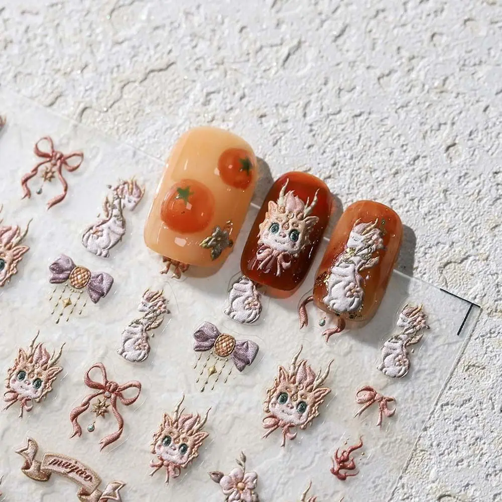 Fireworks Chinese New Year Nail Stickers Mahjong Manicure Ornaments Dragon Nail Decals Cartoon Dragon Auspicious