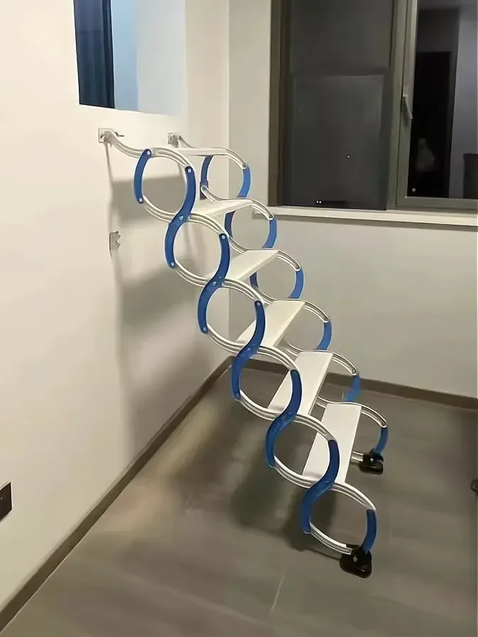 AAN Simple Small Staircase Balcony Telescopic Staircase Thickened Multi-functional Folding And Stretching Manual Ladder