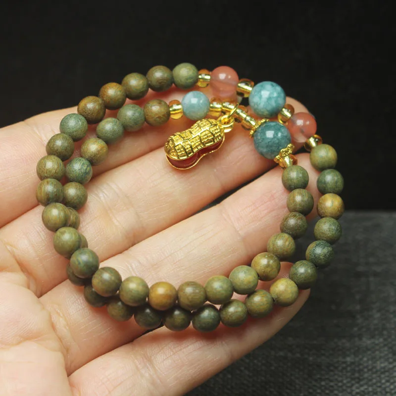Guajacwood with Fragrance 6mm Double Circle Bracelet Pendant Bracelet for Women Crafts Rosary/Prayer Beads Bracelet Ornament