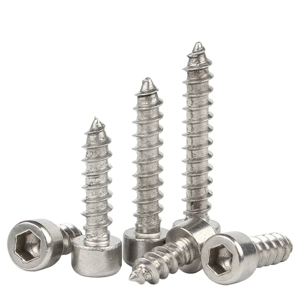 20-50pcs M2-M6 Hex Hexagon Socket Cap Head Self Tapping Screw 8.8 Grade Nickel Zinc Allen Screws Support Customize