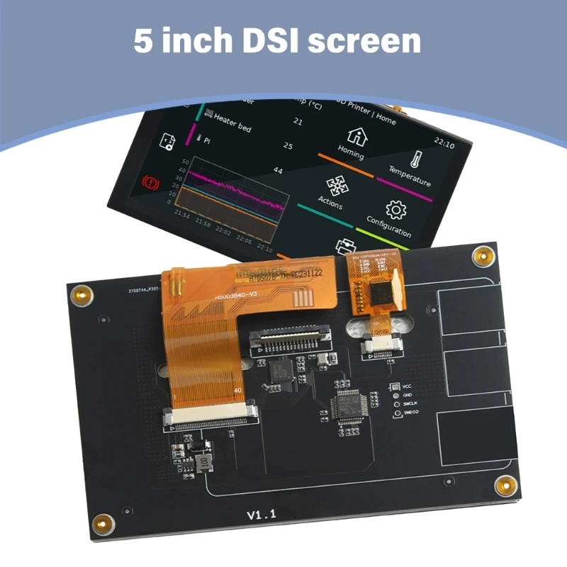 5inch LCD Capacitive Display, High Resolution 800x480 for 4B/3B+/3A+/3B/2B Projects