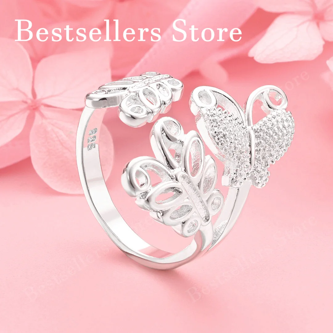 

1 шт., изысканное кольцо-бабочка из стерлингового серебра 925 пробы с отверстием для женских подарков, свадебных украшений, очаровательных аксессуаров