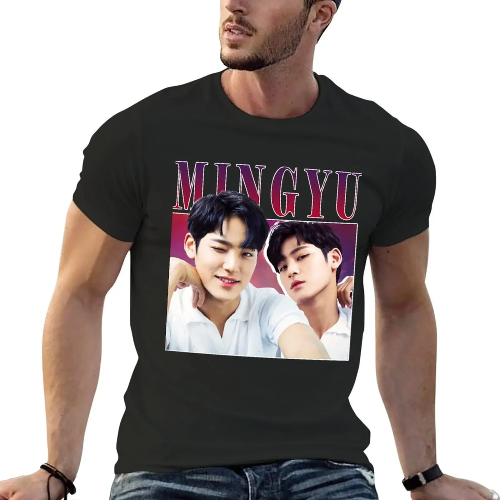 Mingyu T-Shirt blacks anime hippie clothes t shirts for men cotton