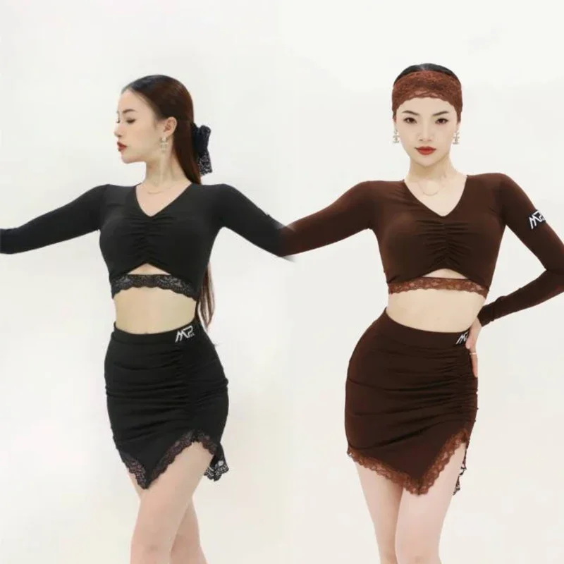 

Женские костюмы для латинских танцев для взрослых, румба, самба, одежда для латинских танцев, женский костюм для соревнований по бальным танцам, сценическая одежда SL12854