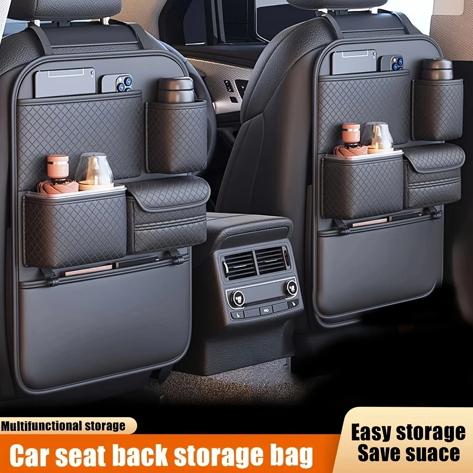 

Luxury Car Seat Back Storage Bag Multifunction Backseat Organizer Storage Pocket Wear-Resistant Seat Anti Kick Guard
