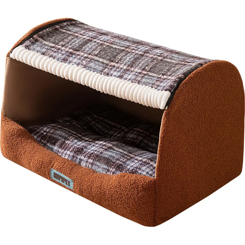 Cama cálida de invierno tipo casa para gatos y perros pequeños