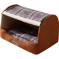Cama cálida de invierno tipo casa para gatos y perros pequeños