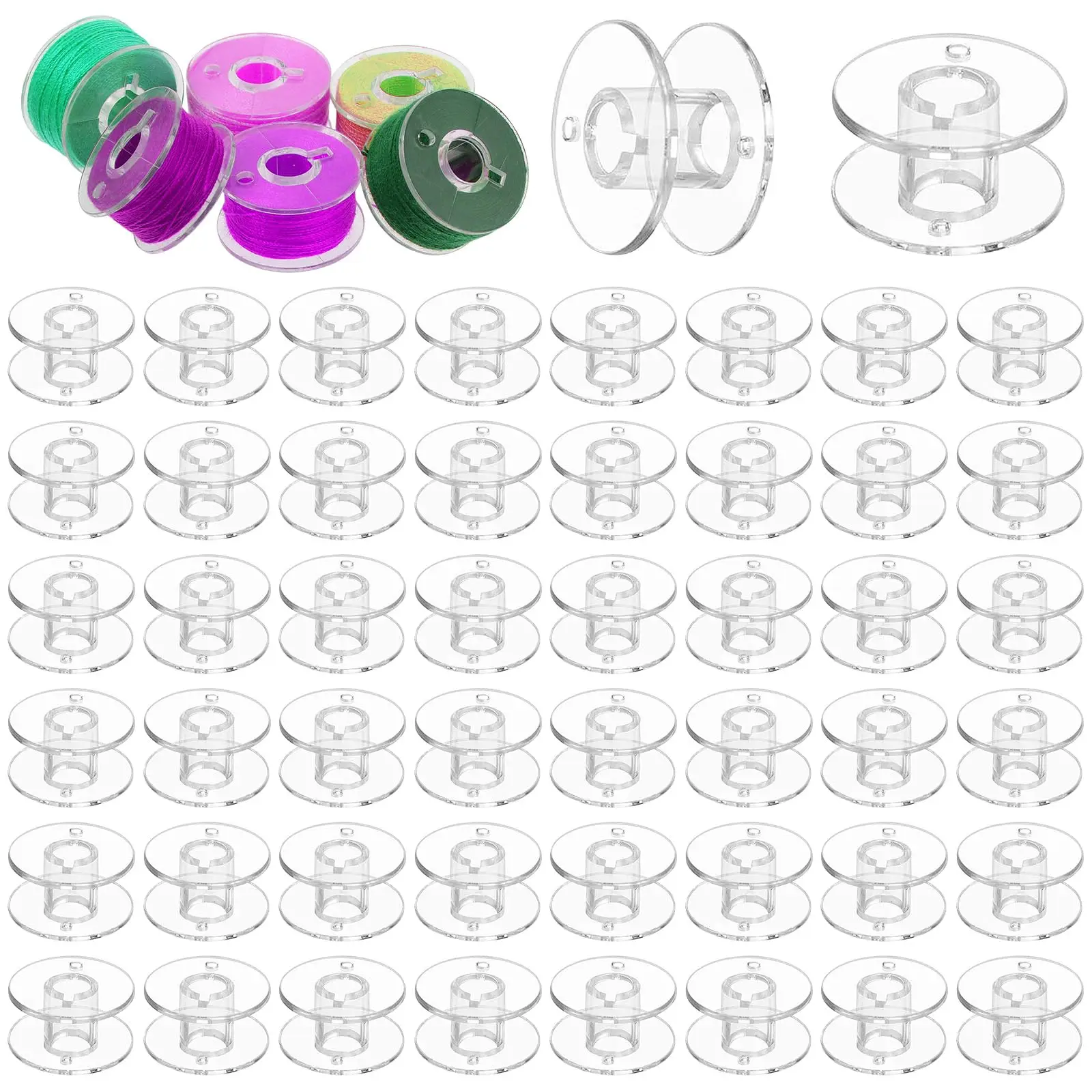 

10Pcs Clear Sewing Bobbins Compatible with Singer/Brother Janome SA156 Machines Polystyrene Bobbins Standard Sizes Sewing Bobbin