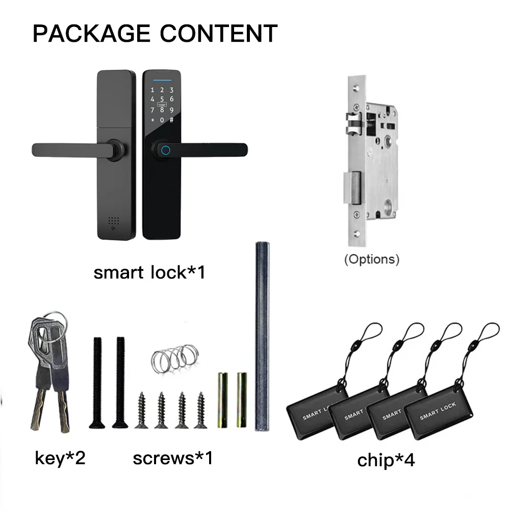 PHIPULO Tuya WIFI Biometric Fingerprint Door Lock Smart Lock App Remote Unlocking Keyless Lock Electronic Door Lock