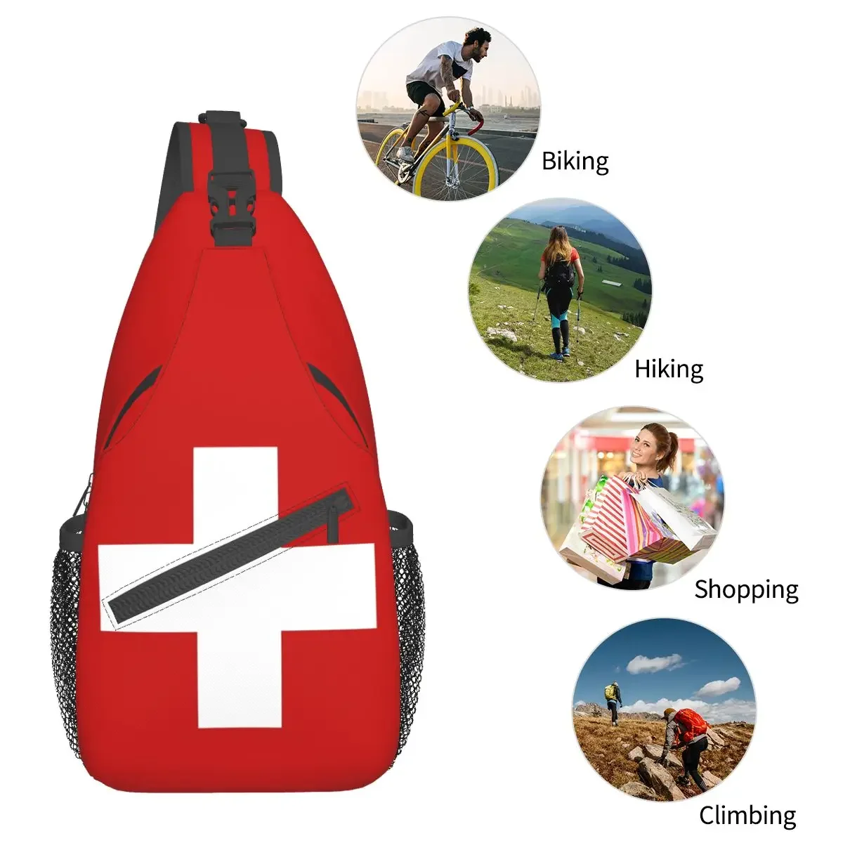 Crossbody Bag Sports Swiss Switzerland Flag Chest Bag Unisex Women Man Fashion Shoulder Backpacks Travel