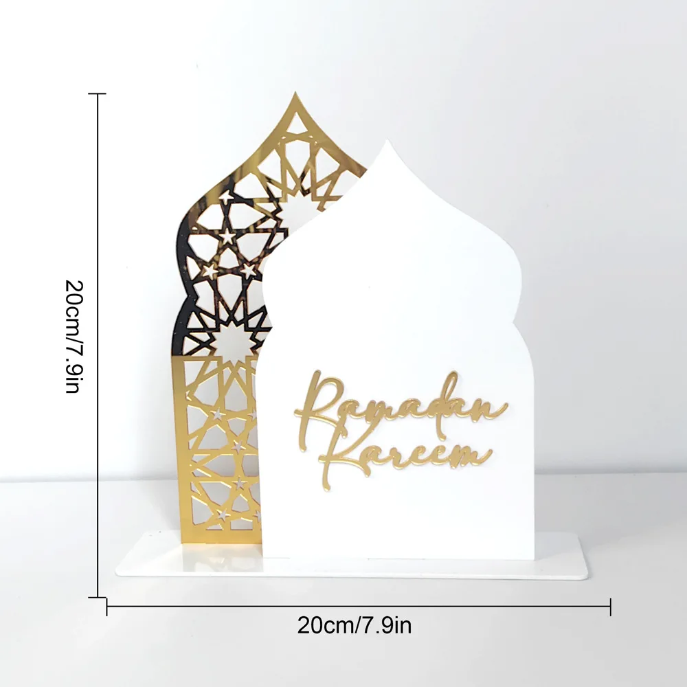 Acrylic Ramadan Kareem Ornament Black Gold Eid Mubarak Table Decoration Muslim Islamic Holiday Party Supplies Ramadan Favors