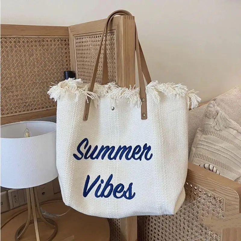 1 Stück Einkaufstasche mit Quasten, klassische, faltbare Hobo-Tasche, Nylon-Tragetasche, Schulterhandtasche für Damen mit besticktem Design – Detail 8