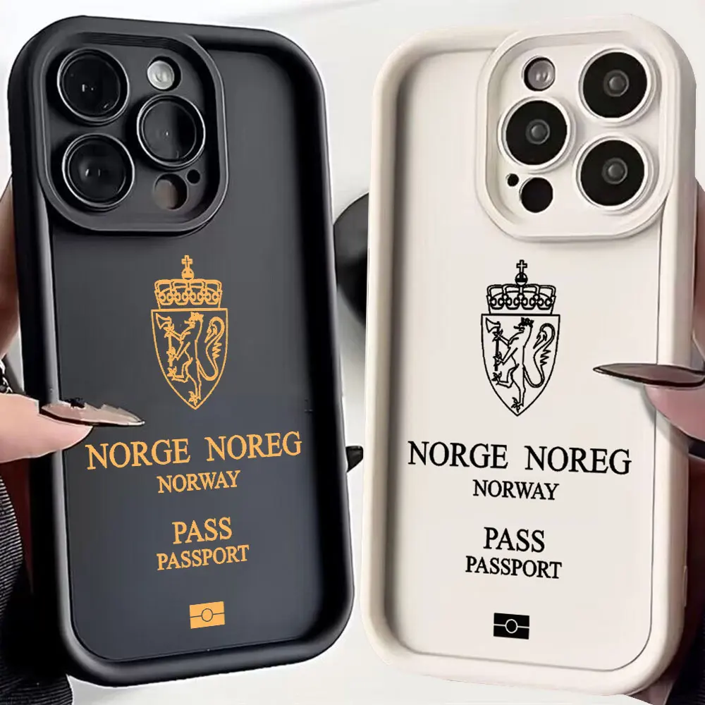 Norway Passport Phone Case for iPhone 16 15 14 13 12 11 Pro Max Mini XR XS X 7 8 6 6s Plus Soft TPU Back Cover