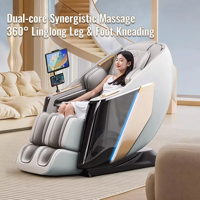 

Массажное кресло класса люкс с двойным механизмом, тайским растяжением, акупрессурой, супер-двойным 6D-жадеитом, эффективным подогревом, высококачественной релаксацией и подушкой для головы