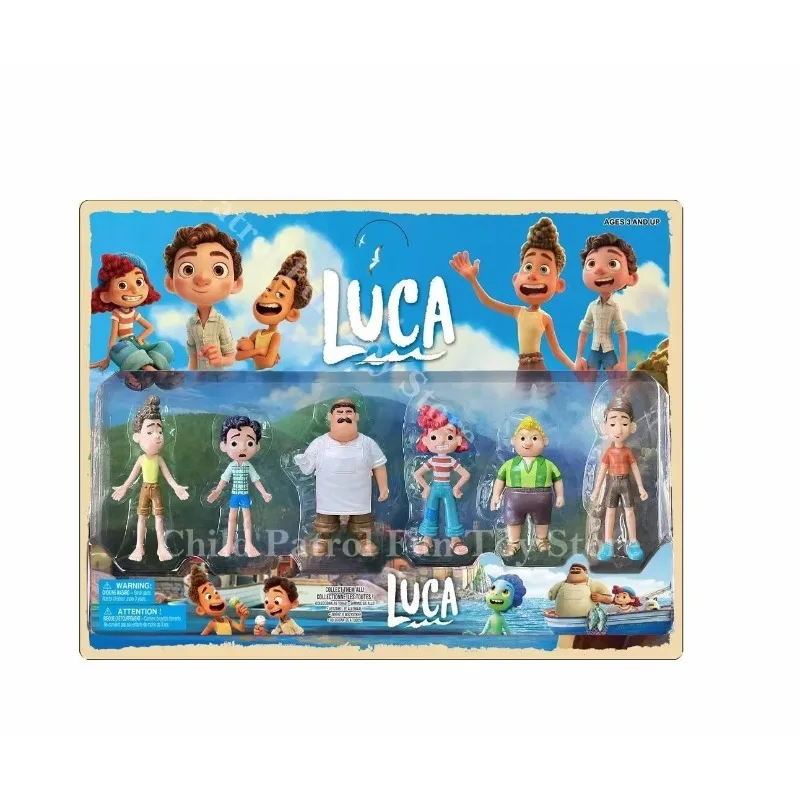 6pcs Disney Pixar Movie Cartoon Anime Figures Luca Alberto Sea Monster Boys PVC Model Dolls Toys Collection Hobby Birthday Gifts