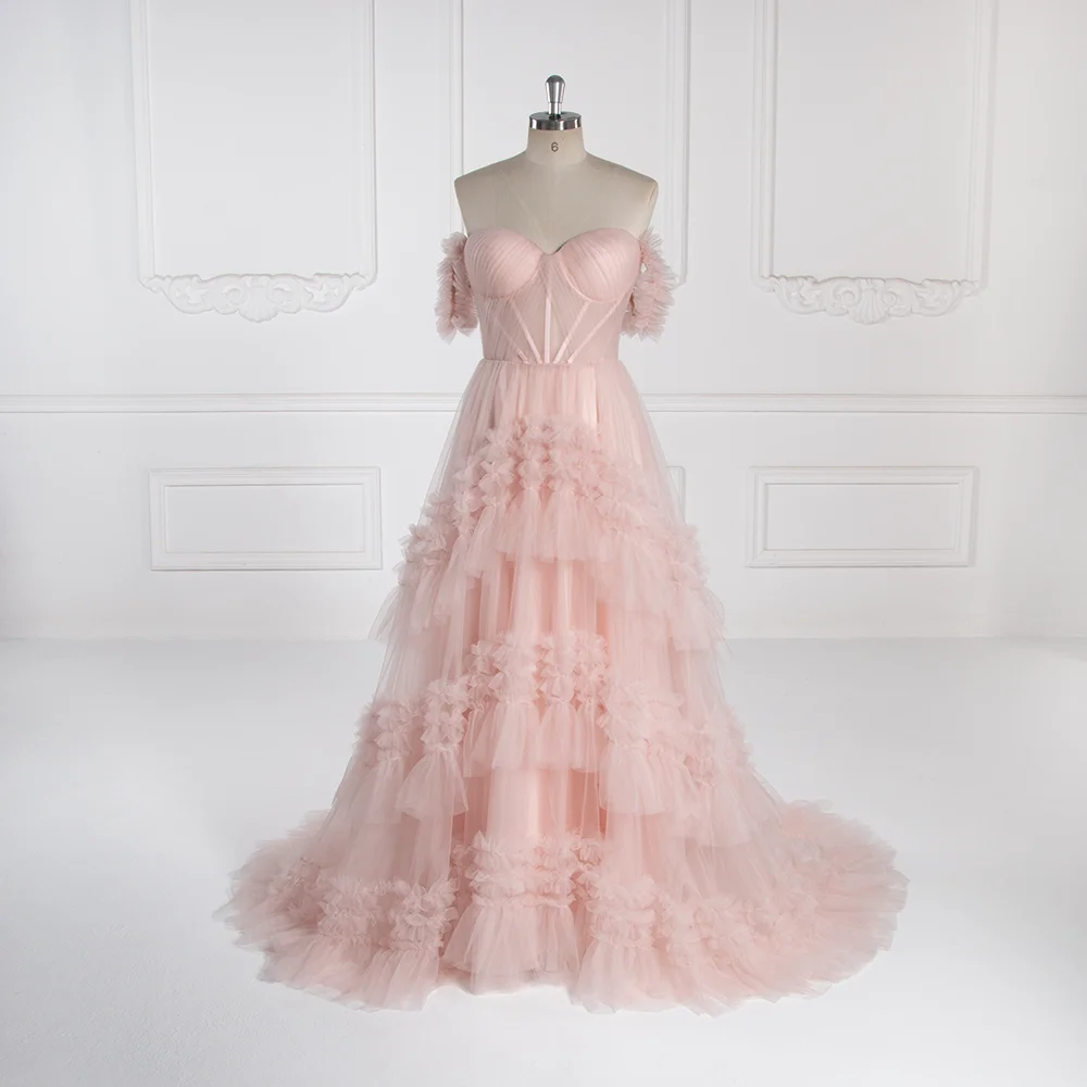 

Elegant A Line Tulle Dress for Photo Shoot Off Shoulder Prom Dress Women Long Formal Evening Gown Princess Photoshoot Dress