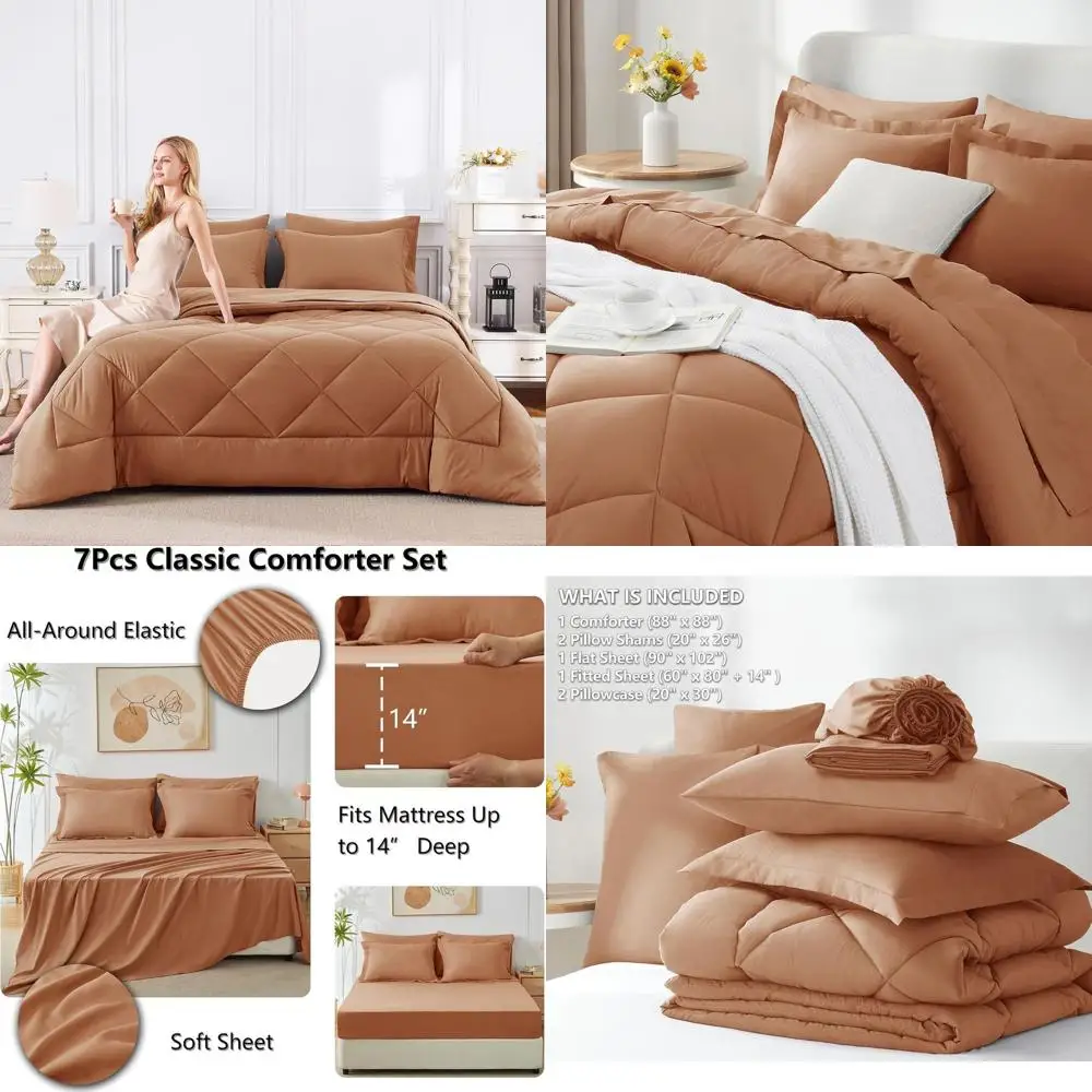 

Комплект одеял Pumpkin Queen Size — постельное белье из 7 предметов с мягким пухом, альтернатива, простыни, наволочки и шары на все сезоны