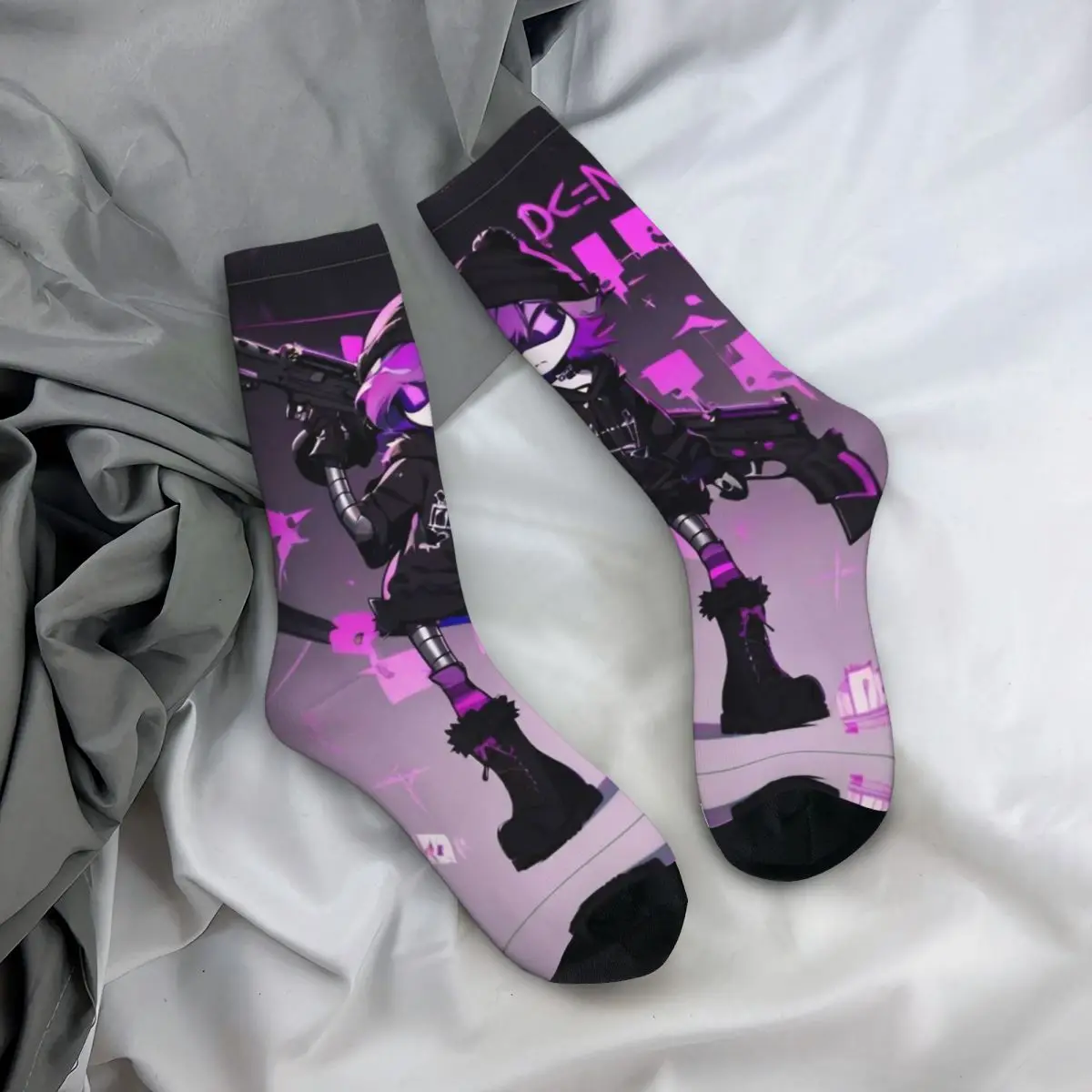 Murder Drones Game Socks Men Women Funny Happy Uzi Doorman Socks High Quality Spring Summer Autumn Winter Middle Tube Socks Gift