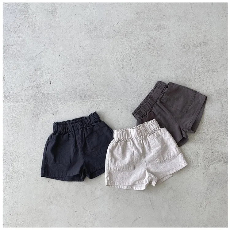 Shorts simples de cor sólida infantil, roupas de bebê, roupas estilo coreano, calças infantis, meninos e meninas, verão, novo, 2024