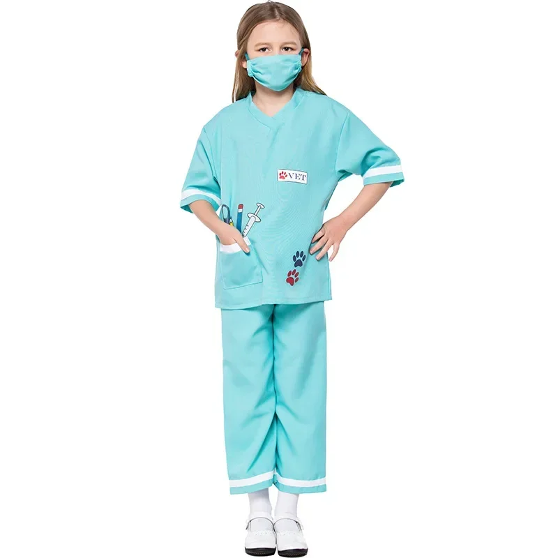 Halloween Child Girl Veterinary Uniform Book Week Kid Animal Doctor Nurse Outfit Fancy Dress MN12