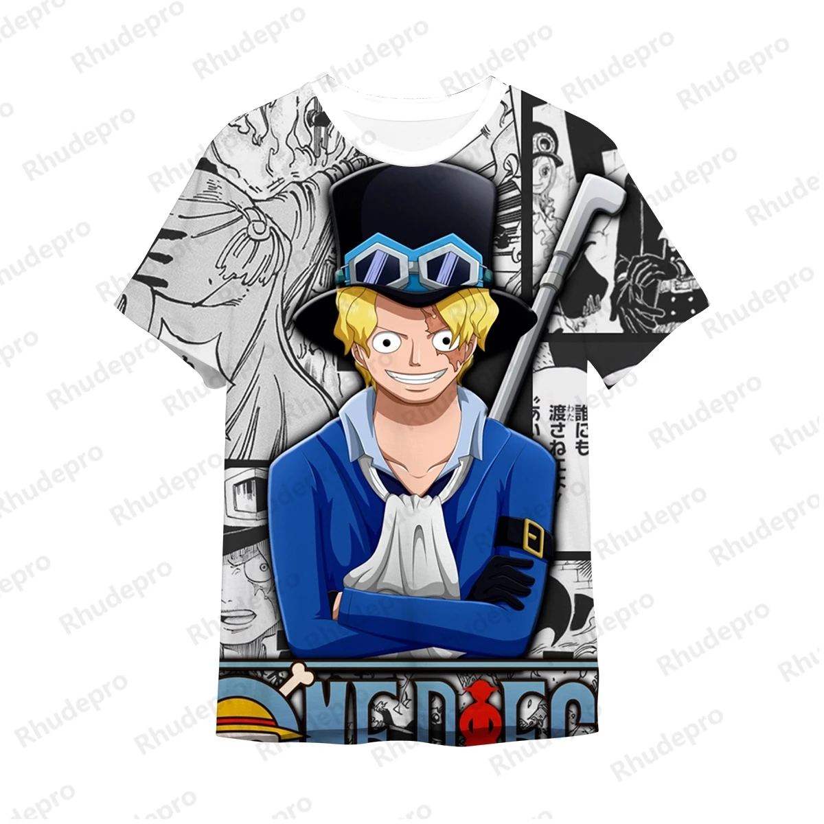 Camiseta de tamanho grande Monkey D Luffy masculina, Tops de Anime Infantil, Roronoa Zoro, Roupas Hip Hop, Y2k, Alta Qualidade, Novo, 5XL