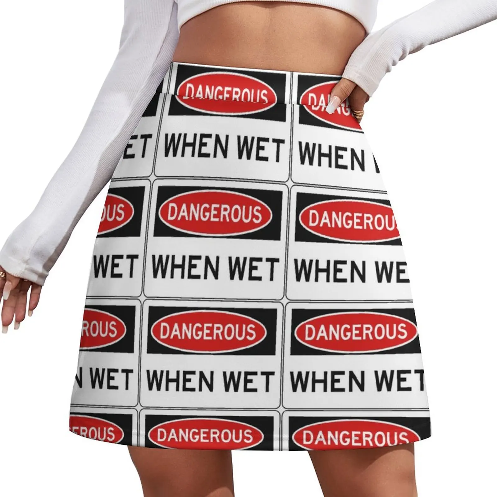 

DANGEROUS WHEN WET, funny new graphicdesign Mini Skirt Korean clothing skirt for women summer clothes