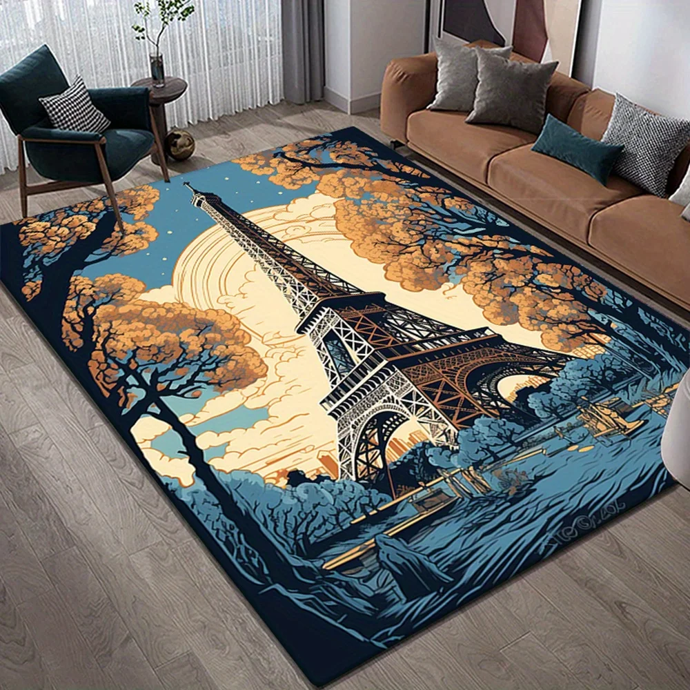 

Eiffel Tower Printed Carpet Large Area Living Decoration