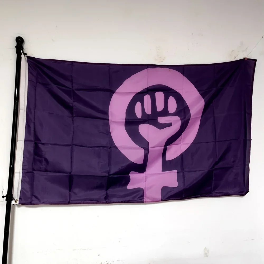 Polyester Flag Banner for Feminism, Outdoor Decoration, Purple, 90x150cm