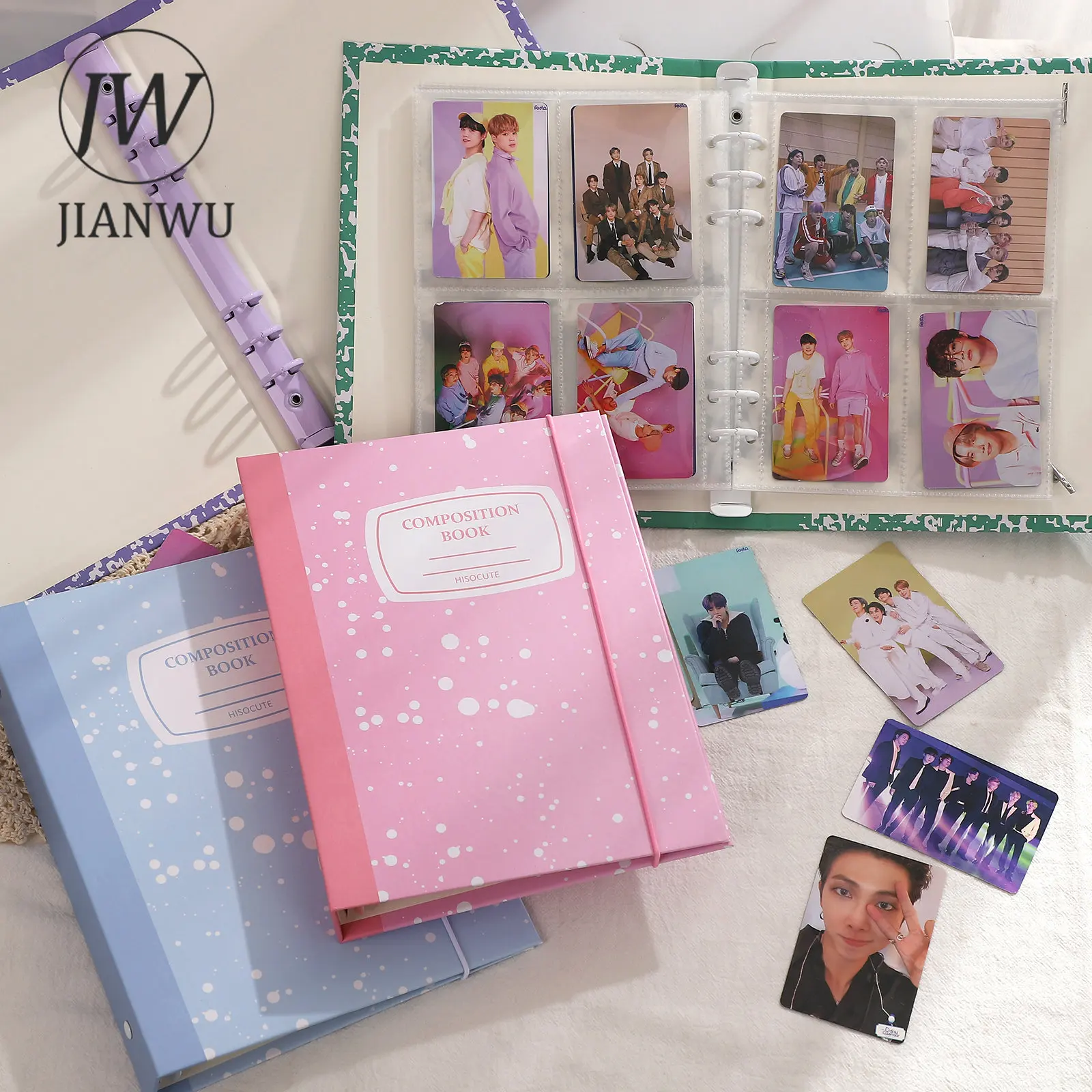 JIANWU A5 Hard Shell Photo Album 6-hole Loose-leaf Book Transparent Binder Storage Bag Creative DIY Journal Decor Stationery