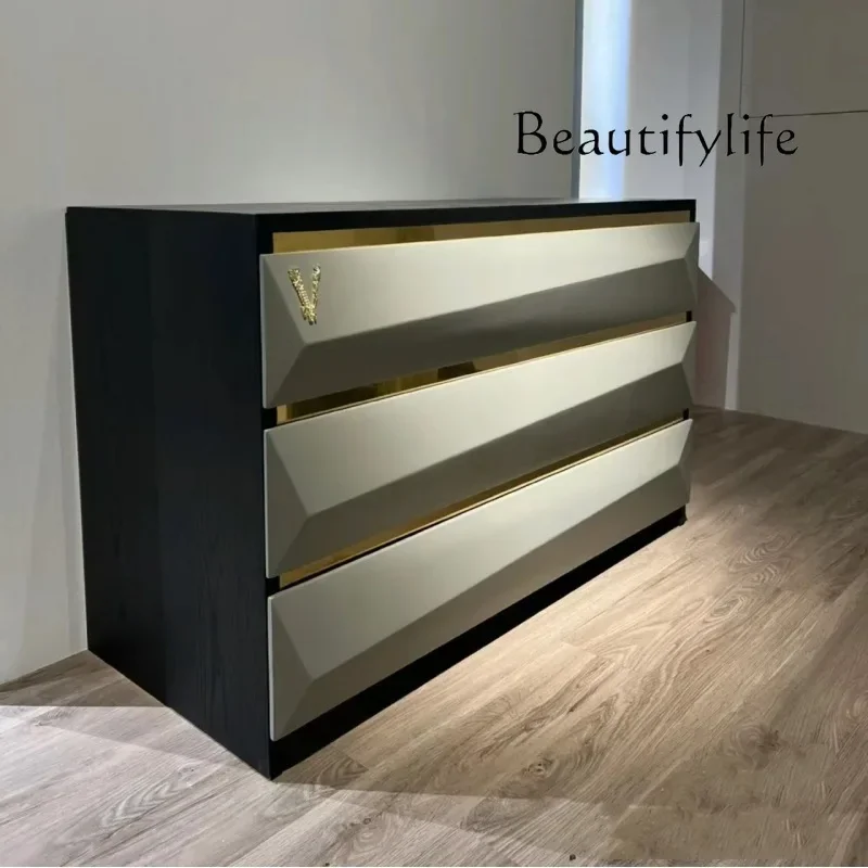 

Italian minimalist dining side cabinet simple designer entrance tea cabinet living room light luxury locker