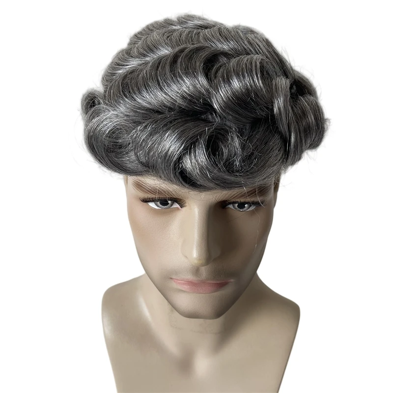 Malezyjskie dziewicze ludzkie włosy # 1b60 Biały Tupecik z Ludzkich Włosów na Podłożu PU 8x10 Węzłów dla Europejskich Mężczyzn