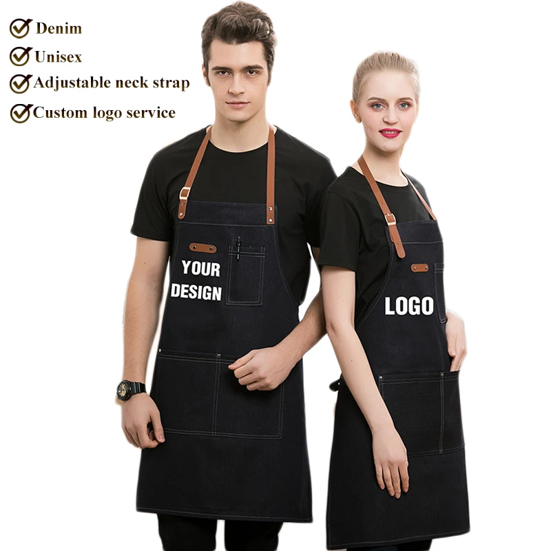 Delantal hecho a mano con logotipo de personalización, uniforme de técnico de salón de belleza de uñas, uniforme de Barista, barman, Baker, babero de trabajo, Mandiles