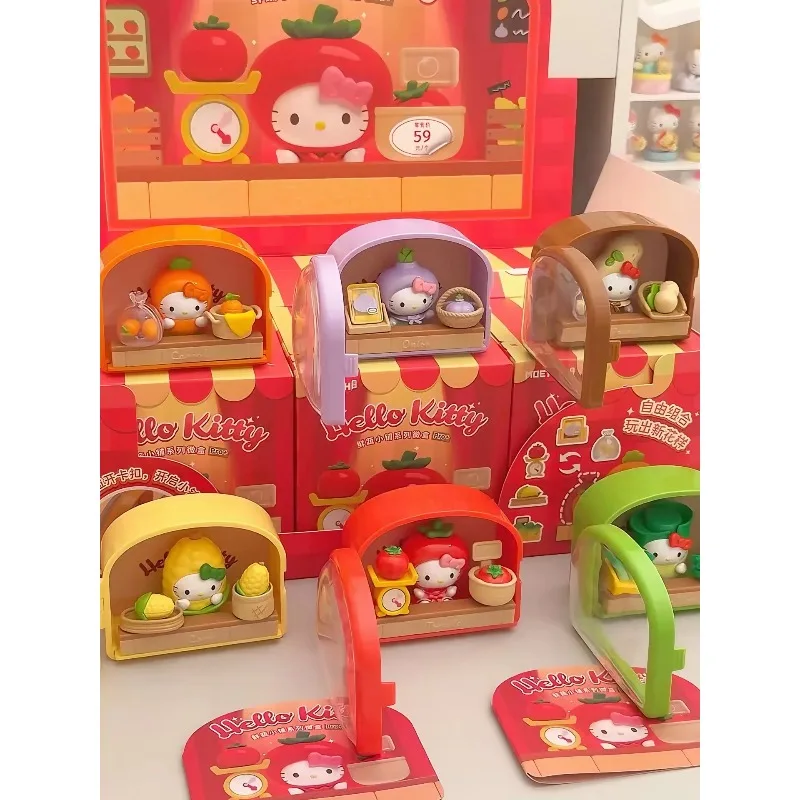 MOETCH Hello Kitty Vegetable Theme Mini Store Set with Accessories Adorable Tomato Corn Design Blind Box Toy view 5