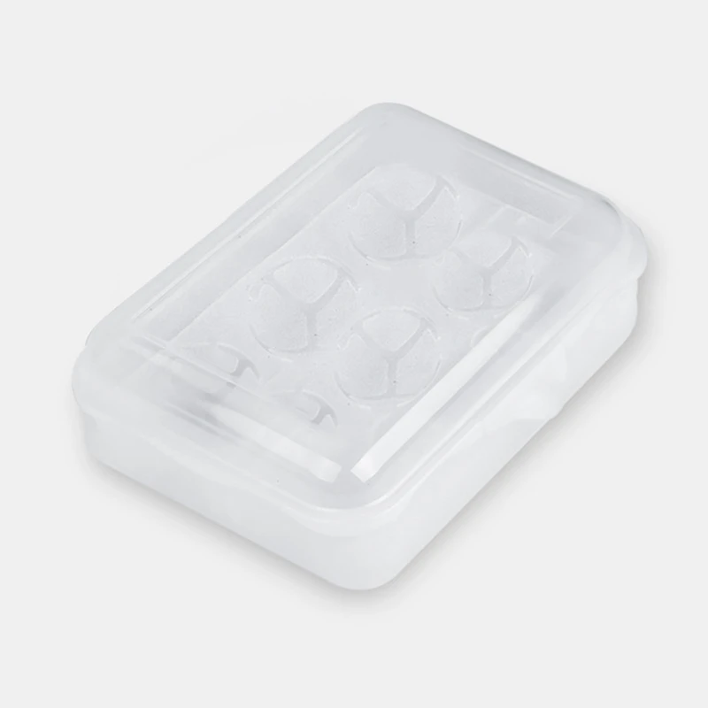 1 Piece 6 Grid Egg Carton With Lid White PP Plastic Egg Container BPA Free For Camping Picnic