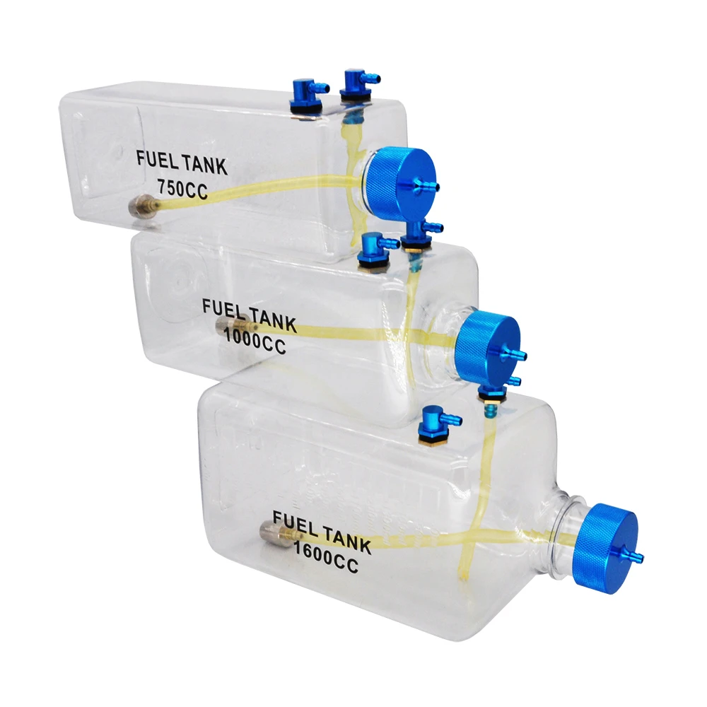 1PC Kraftstofftank Benzin Transparente Kunststoffflasche 300/400/500/600/750/1000/1600ML/CC CNC Aluminiumlegierung für Gas- und Nitroflugzeug
