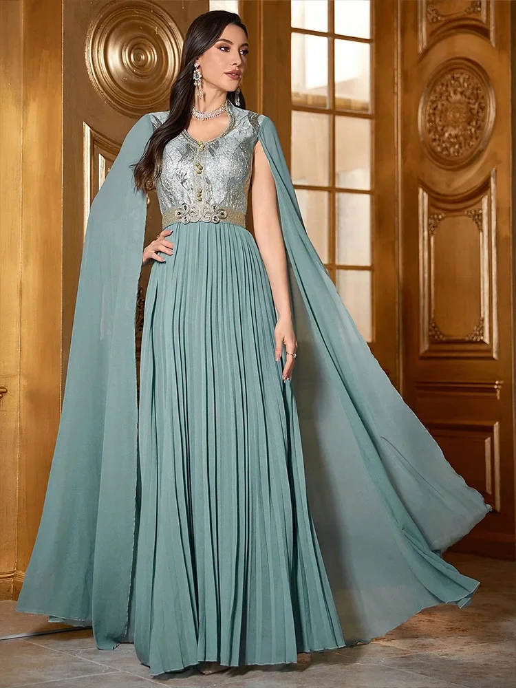 

Luxury Diamonds Dubai Abayas for Women Evening Wedding Party Gown Muslim Dress Extra Sleeve Kaftan Morocco Djellaba Jalabiya Eid