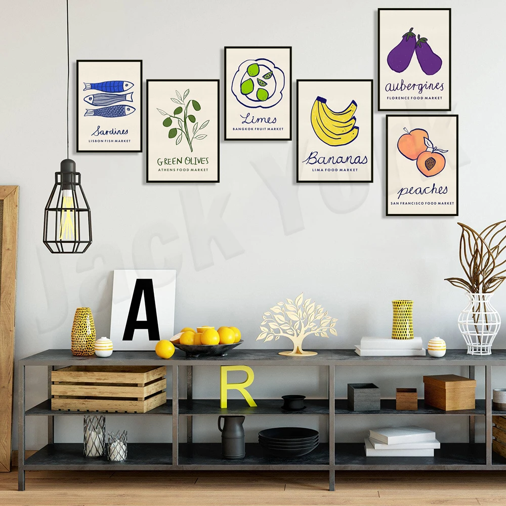 السردينات، الخوخ، الزيتون، الكرز، الموز، البرتقال، الليمون، الأطعمة الليمونية، بانكوك، بيرو، اليونان، فالنسيا، البرتغال ملصق السفر #4