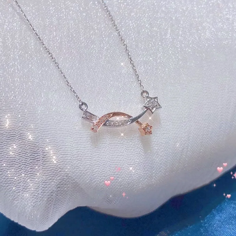 Minimalist Two-Tone Shooting Star Pendant Necklace for Women Star-Shaped Necklace Versatile for Everyday Wear Exquisite Gift
