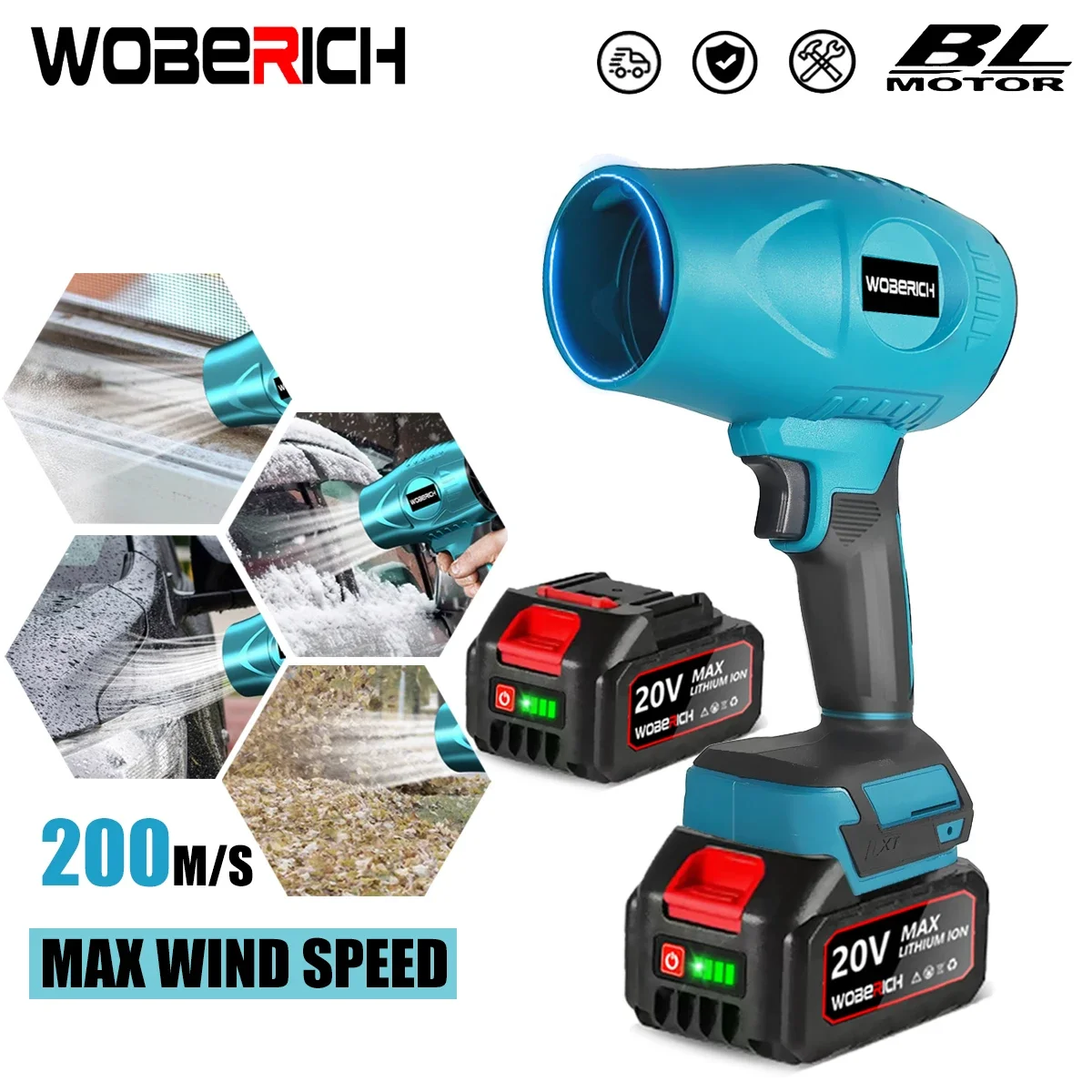 

Brushless Turbo Fan Violent Fan Thrust Leaf Blower Stepless Speed High Power Handheld Mini Jet Fan for Makita Battery