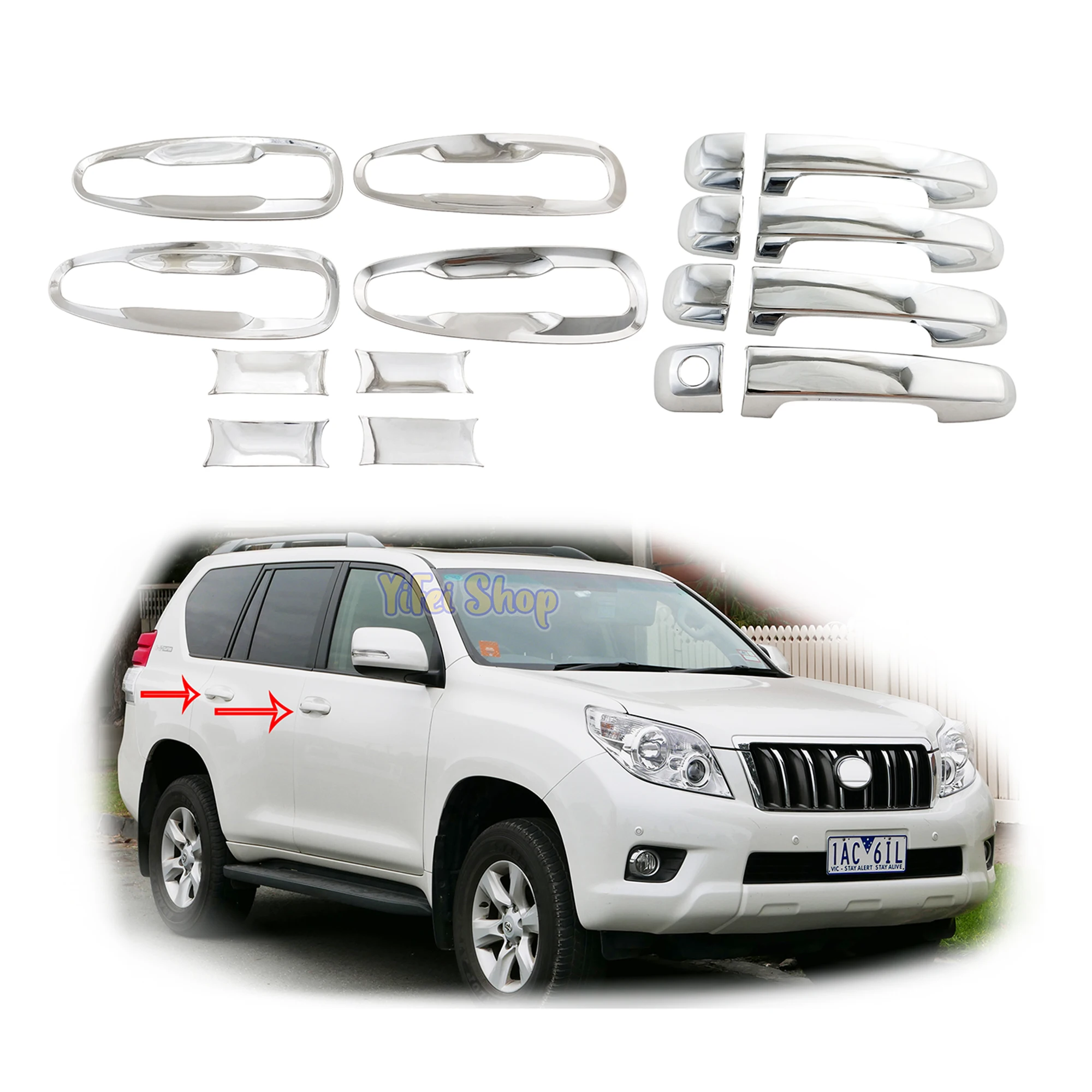 

For Toyota Land Cruiser Prado FJ150 150 2010 2014 2015 2017 ABS Chrome Car Accessorie Door Handle Bowl Cover Trim Paste Style