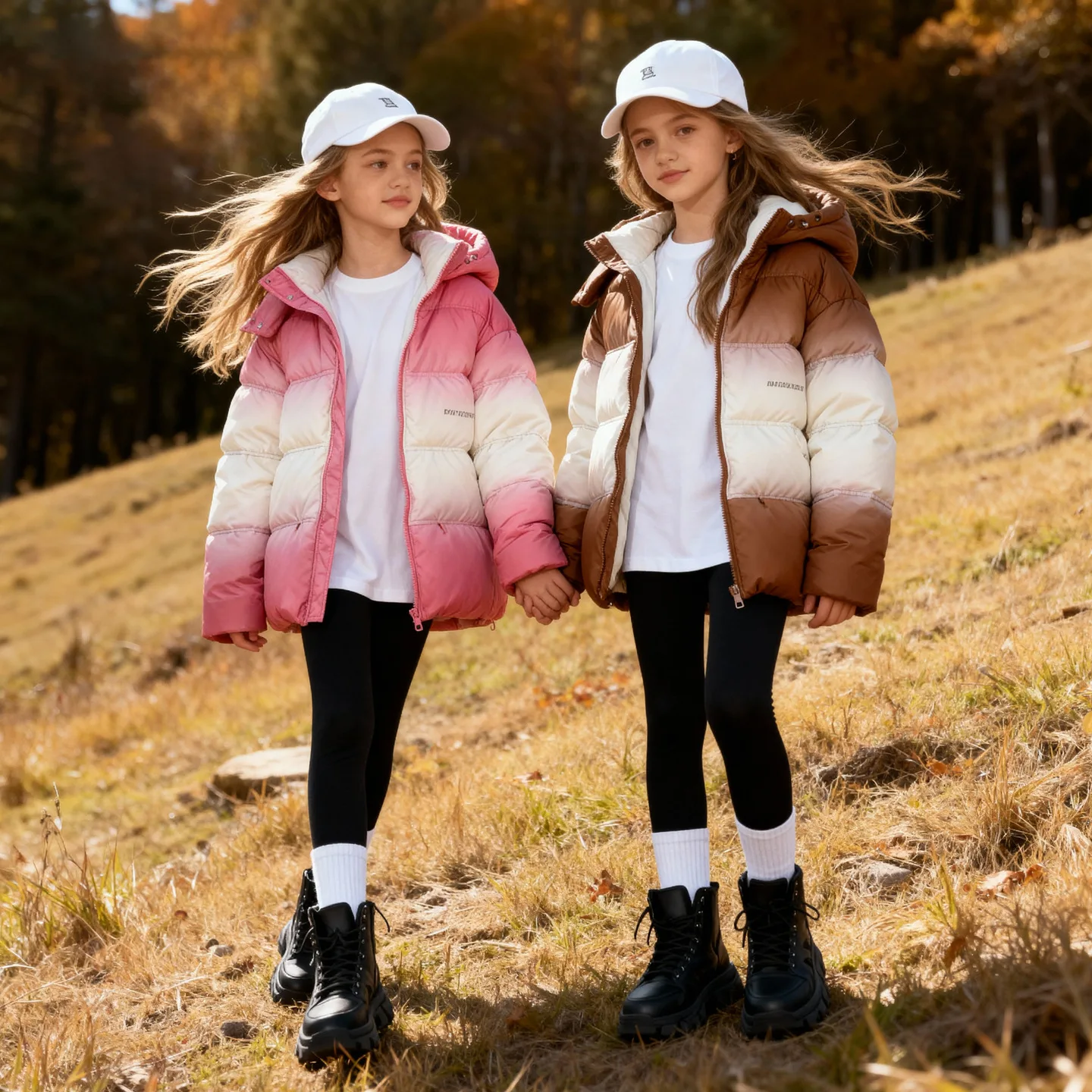 

Children Gradient Down Jacket Winter Hooded Thicken Warm Windproof Kids Girls Snowwear Coat 90% White Duck Zipper Puffer Jackets