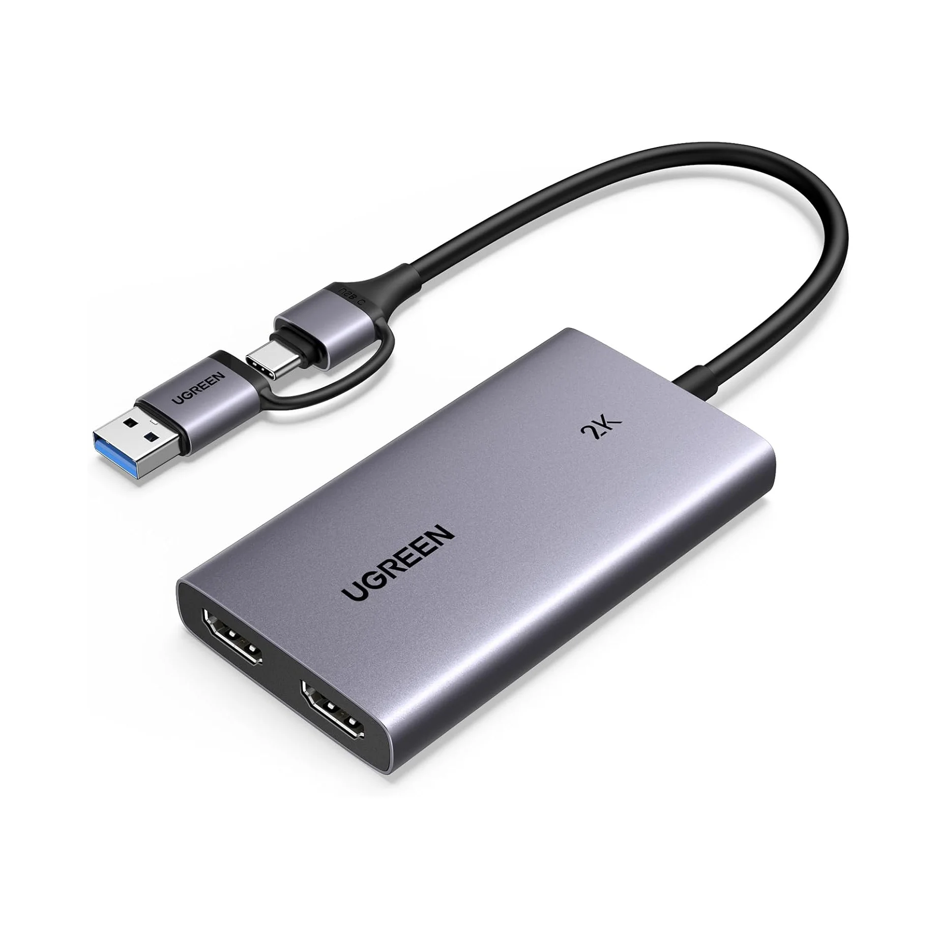 بطاقة التقاط الصوت والفيديو UGREEN 2K@30 هرتز HD-MI، بطاقة التقاط الفيديو 4K@30 هرتز، USB 3.0 Full HD 1080P 60FPS مع زمن انتقال منخفض
