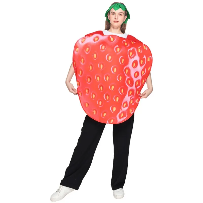 

Funny Strawberry Costume Fruit Roleplay Outfit Lightweight Breathable Halloween Party Performance