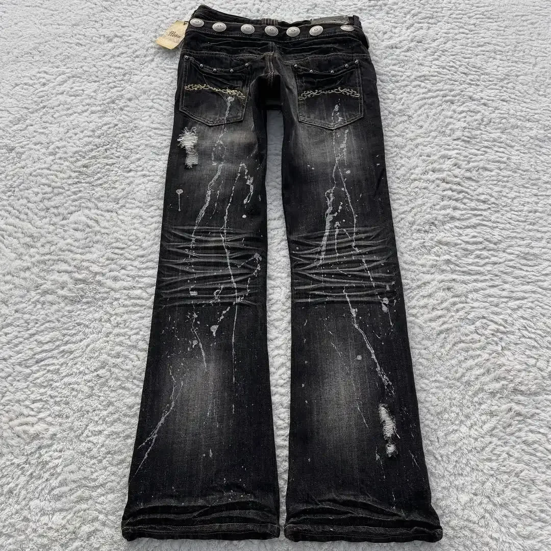 Jeans causali a doppia vita alla moda da uomo American Street Jeans larghi hip-hop neri a gamba larga Jeans punk gotici unisex